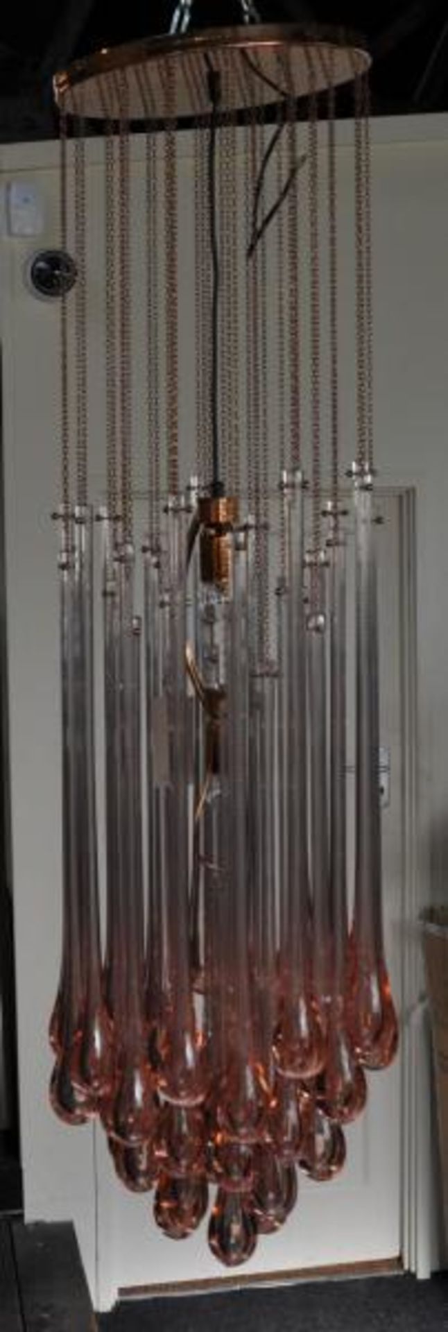 A Murano contemporary chandelier by Mazzega with approximately 40 pendant tear shaped drops - Image 5 of 7