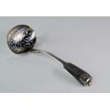 A George III fiddle and shell silver sifter spoon