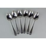 A set of six Old English Pattern silver teaspoons, London 1833, 80g