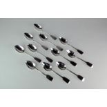 A set of ten fiddle pattern silver teaspoons, London 1839, 210g