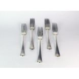 A set of six Georgian Old English Pattern table forks with mermaid crests, London 1800, 402g