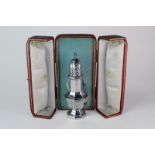 A silver sugar sifter by Goldsmiths and Silversmiths Co, in fitted case