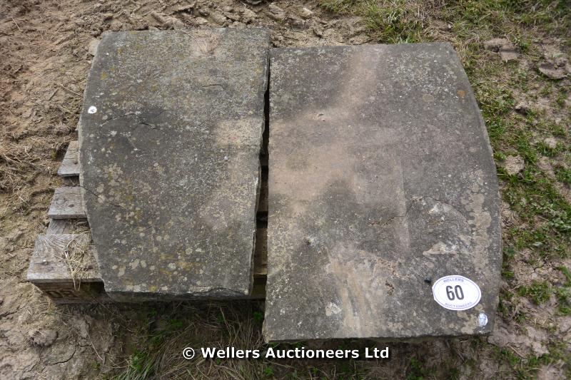 *A TWO SECTION CURVED STONE STEP, 1950 X 670