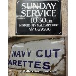 *TWO ENAMEL SIGNS, ONE OF WHICH IS CHURCH RELATED, 740 X 570