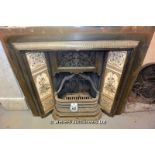 *A REPRODUCTION TILED CAST IRON FIRE INSERT, 960 X 960
