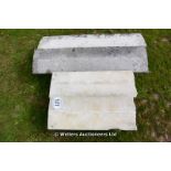 *FOUR SECTIONS OF CARVED PORTLAND STONE BALUSTRADE CAPS, TOTAL LENGTH 2380