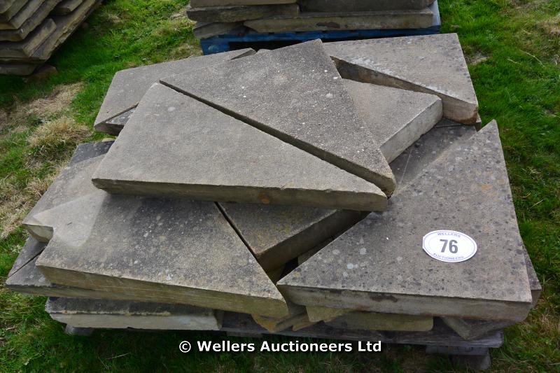 *A PALLET OF SAWN SHAPED YORKSTONE, APPROX 3 SQUARE METRES