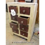 *A SET OF EIGHT APOTHECARY DRAWERS, 590 X 930 X 220