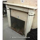 *A WHITE PAINTED CAST IRON FIRE SURROUND, 1100 X 1080