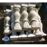 *A PALLET OF APPROX TEN AND FOUR MIXED RECONSTITUTED STONE BALUSTRADES, THE HIGHEST 660