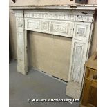 *A VICTORIAN PAINTED CAST IRON FIRE SURROUND WITH DATE 10TH AUGUST 1887, 1670 X 1380