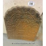 *A CAST IRON FIRE BACK DEPICTING FLORAL URNS, 720 X 880