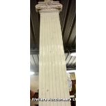 *A PAIR OF WHITE PAINTED OAK REEDED COLUMN COVERS, 1940 HIGH AND ANOTHER (A/F)