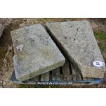 *TWO SMALL SHAPED STONE STEPS, 960 X 600 X 170