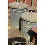 *A PAIR OF STEEL DUSTBINS