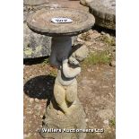 *A RECONSTITUTED STONE BIRD BATH, 750 HIGH