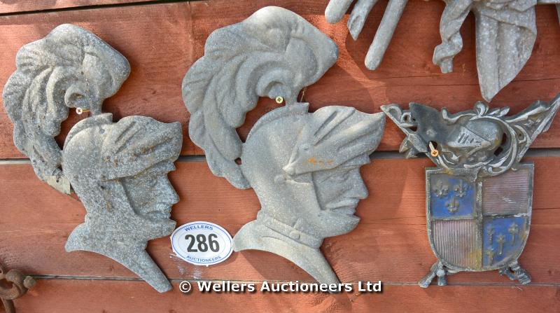 *THREE CAST ALUMINIUM ARMOIRE PLAQUES