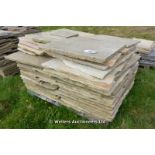 *A PALLET OF RIPON AND FOSSIL MINT INDIAN SANDSTONE CRAZY PAVING, APPROX 22 SQUARE METRES
