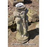 *A RECONSTITUTED STONE BIRD BATH BASE STATUE, 700 HIGH