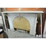 *A VICTORIAN MARBLE FIREPLACE WITH ARCHED OPENING, SHELF 1970 X 355, HEIGHT 1240