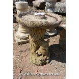 *A RECONSTITUTED STONE BIRD BATH, 500 HIGH