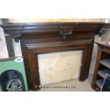 *A VICTORIAN CARVED OAK FIRE SURROUND, SHELF 1850 X 300, HEIGHT 1330