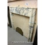 *AN ORIGINAL ART DECO MARBLE FIRE SURROUND WITH SHAPED COLUMN FORM JAMBS, 1360 X 1300