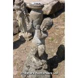 *A RECONSTITUTED STONE BIRD BATH BASE STATUE, 800 HIGH