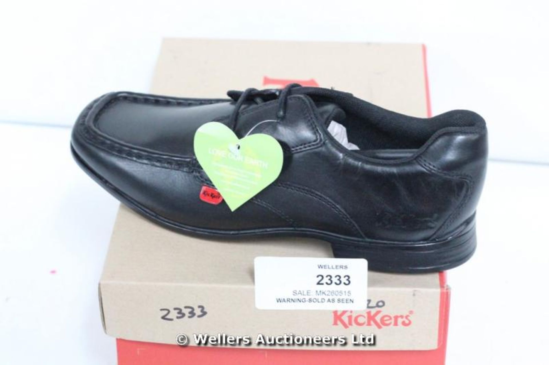 CHILDRENS KICKERS FEROCK LACE BLACK LEATHER SHOES SIZE 38 / GRADE: NEW / BOXED (DC2) {#1162 [