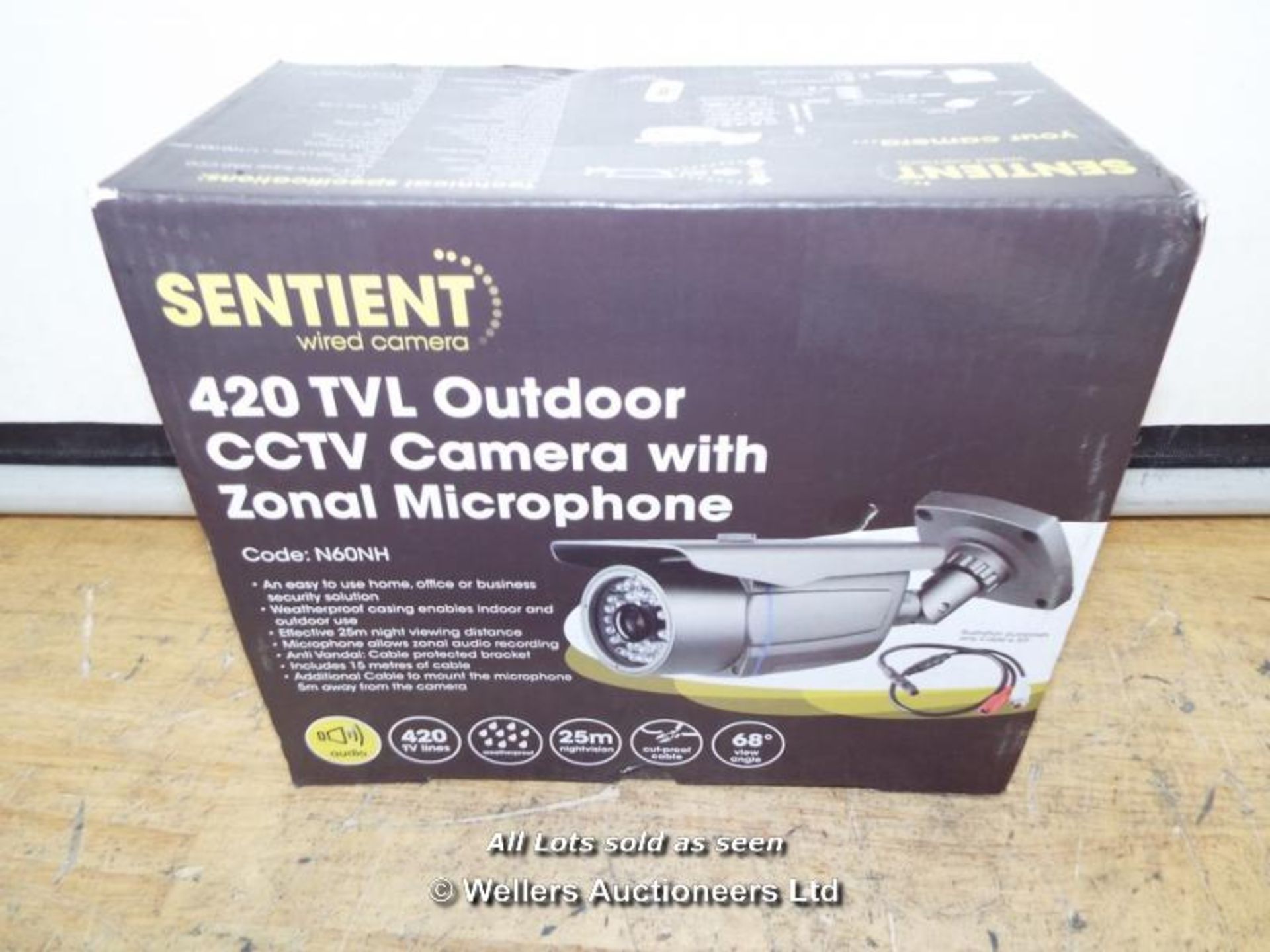 *SENTIENT SENTIENT 420 TVL WIRED OUTDOOR CAMERA WITH 25M NIGHT VISION AND AUDIO N60NH / GRADE: