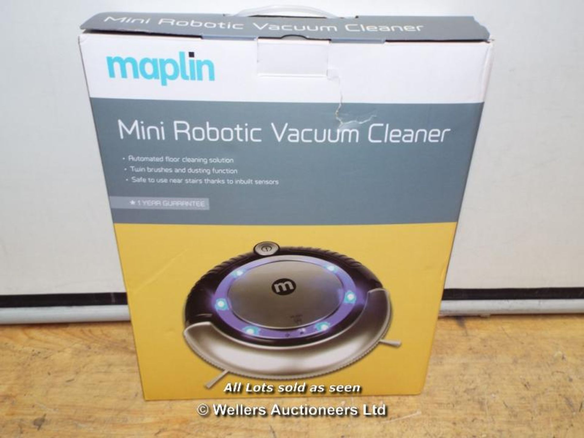 *MAPLIN MINI ROBOTIC VACUUM CLEANER A84NF / GRADE: RETAIL RETURN  / BOXED  (DC3) [MK270515-3425}