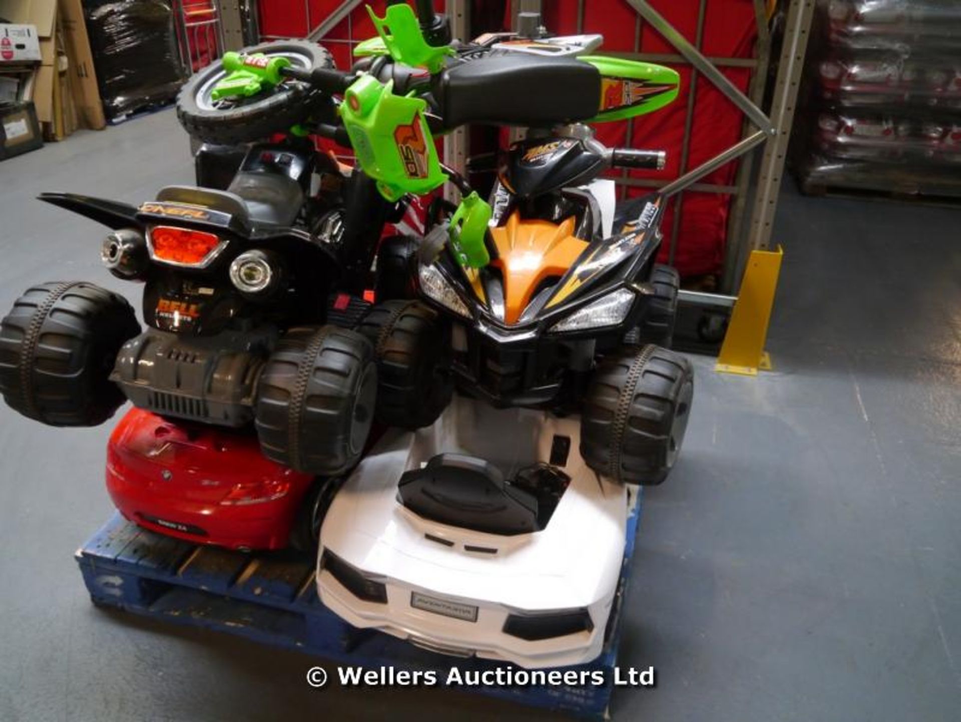 *1X MIXED PALLET OF 5X KIDS RIDE ON TOYS INCLUDING BMW,LAMBORGHINI,QUAD BIKE,MOTO CROSS (LOCATION