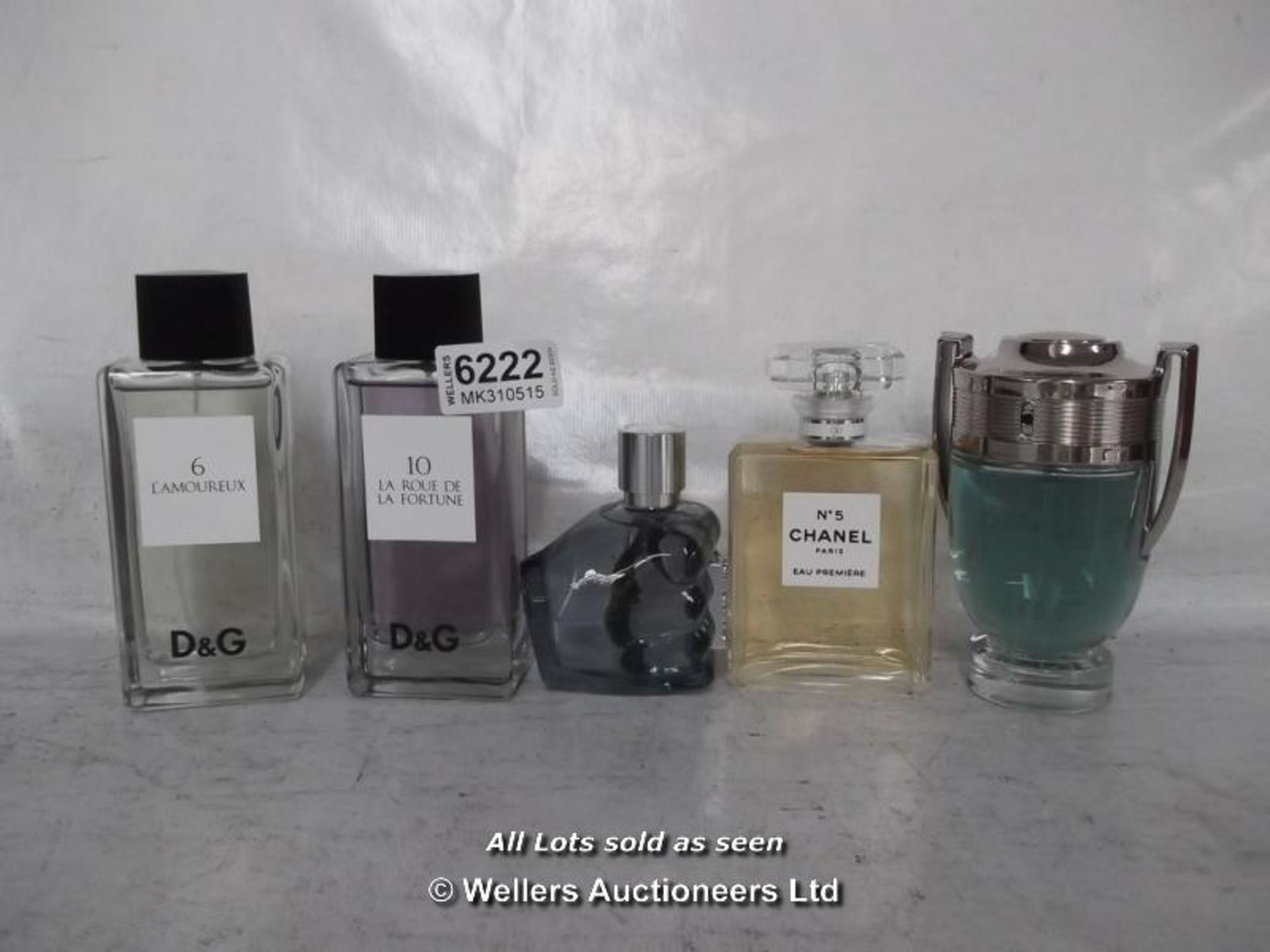 *X5 MIXED LOOSE PERFUMES INC DIESEL/D&G/CHANEL NO5 / GRADE: UNCLAIMED PROPERTY / UNBOXED (DC2)[