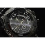 Gentlemen's T5 chronograph bracelet wristwatch, octagonal case design, circular black dial,