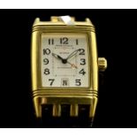 Gentlemen's 18ct yellow gold Jaeger-LeCoultre Reverso Gran Sport wristwatch, rectangular white