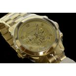Unisex Michael Kors chronograph bracelet wristwatch, gold coloured dial, Arabic numerals with