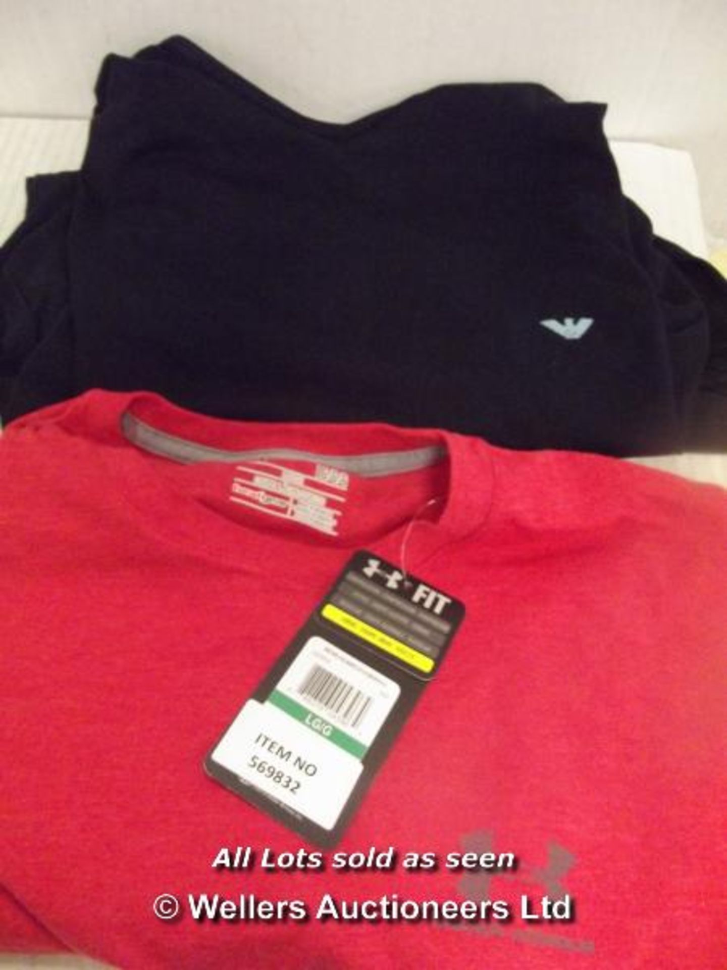 8X UNDER ARMOUR T SHIRTS AND 1X ARMANI CREW NECK T SHIRT / GRADE: RETURNS / UNBOXED (DC2) {#1316 [ - Image 2 of 2