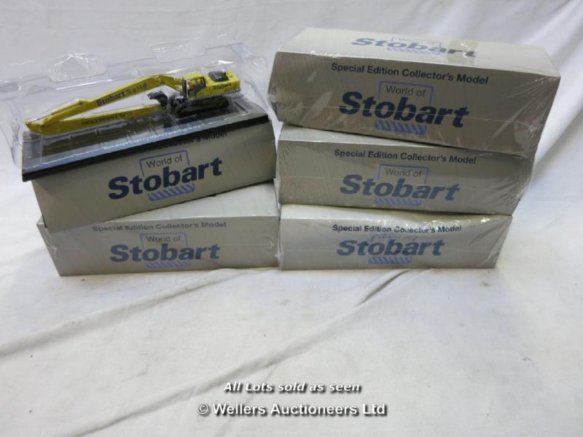 5X  MAINLY SEALED ATLAS EDITIONS WORLD OF STOBART 1:76 DIE CAST MODELS OF KOMATSU PC340