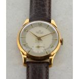 9ct yellow gold gentlemen's Smiths De Luxe wristwatch, circular two tone dial, alternating applied