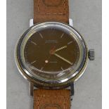 Gentlemen's Boctok wristwatch, circular brown tropical dial, gilt hands, red seconds hand, gold