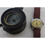 Gentlemen's Timor military wristwatch and compass, circular champagne coloured dial with applied