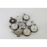 Selection of gentlemen's pocket watches including most silver cased models