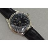 *Gentlemen's Oris wristwatch, circular black dial with inner track, subsidiary dial at six o'