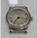 Gentlemen's military Longines wristwatch, circular dial with natural patina, original blued hands,