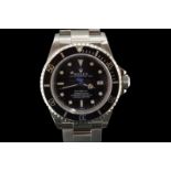 Gentlemen's Rolex Oyster Perpetual Date Sea-Dweller, circular black dial with luminous hour markers,