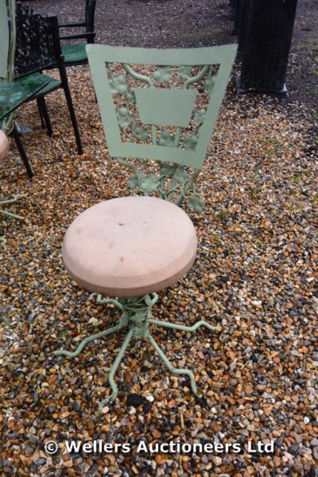 CONSERVATORY/PATIO SUITE WITH SHAPED GLASS TOPPED PATIO TABLE ON A FORGE MADE ROOT DESIGN TWIN - Image 3 of 3