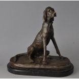 After A Cain, a seated hunting dog , 26cm x 25cm x 13cm, 3.4kg