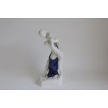 A Royal Worcester figure "The Bather Surprised", clad in a blue robe, 39cm high