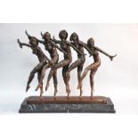 After D.H Chiparus, Five Dancers, 60cm x 50cm x 20cm 20.5KG