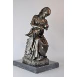 Aime Jules Dalou 1838 - 1902, Paysanne française allaitant son enfant, 19cm x 37cm x 22cm  7.6KG